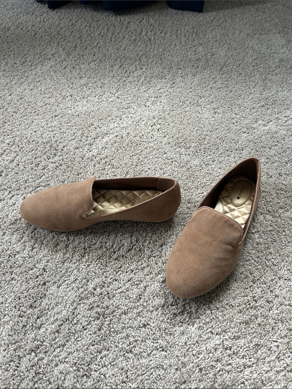 Birdies Tan Suede Slip-On Loafers